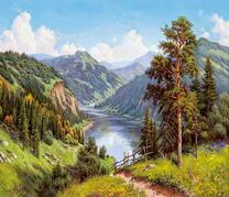 Красивый вид на реку в ущелье