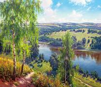 Широкая река между холмами