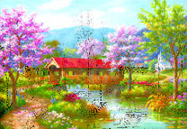 Крытый мостик через весенний ручей