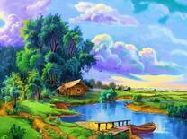 Деревянный домик у тихой заводи