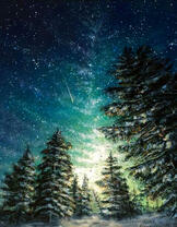 Звездное небо в ночном лесу
