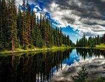 Отражение неба в водах лесной реки