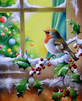 Птичка на заснеженной веточке