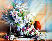 Букет лилий и фиалок