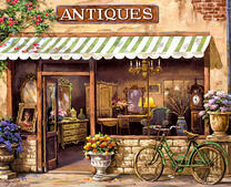 Велосипед у старинной антикварной лавки