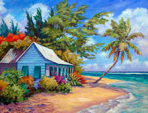 Деревянный домик на берегу тропического острова