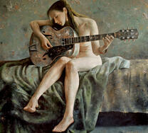 Обнаженная девушка с гитарой