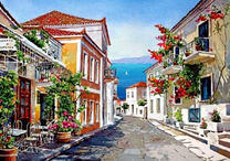 Брусчатка на белой улочке города