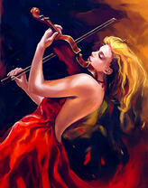 Скрипачка в красном платье