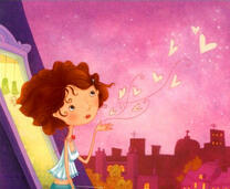 Девушка у окна в ночном городе