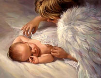 Ангелочек укрывает младенца