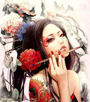 Восточная девушка с цветами