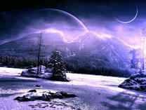 Ночной пейзаж в зимних горах