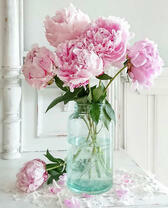 Прозрачная баночка с букетиком роз