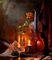 Роза, свеча и скрипка