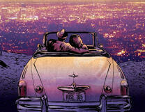 Пара в машине над ночным городом