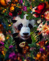 Панда в ярких джунглях