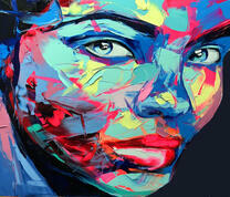 Лицо девушки в холодных тонах