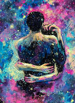 Нежные объятия на фоне звёзд