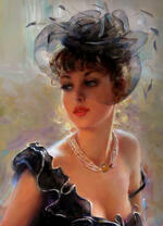 Девушка в черном платье старомодного фасона