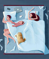 Сон семьи на кровате