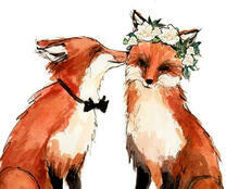 Лис и лисичка в веночке