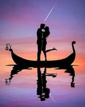 Пара в лодке на море