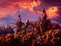 Всадники под розовыми облаками
