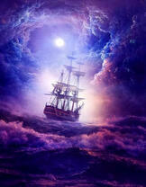 Парусный корабль в бушующем море