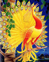 Жар-птица на ветке дерева