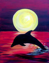 Дельфинчик на фоне полной луны