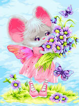 Мышонок с букетиком цветов