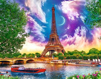 Сена и Эйфелева башня под луной