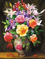 Большой букет с розами, лилиями и другими цветами