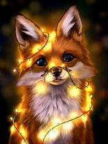 Лисёнок окутанный гирляндой