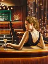 Девушка в черном платье в ресторане