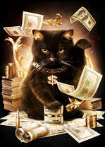 Чёрный кот в долларах и с золотой цепью