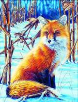 Лиса на заснеженном поле