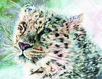 Красивый снежный барс в метель