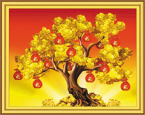 Денежное делево с монетками и мешочками