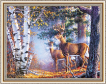 Молодые олени в осеннем лесу