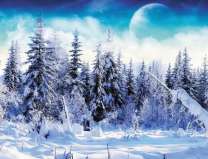 Полная луна над зимним лесом