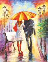 Вечерняя прогулка в парке под зонтом