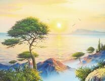 Солнышко над морем и скалами