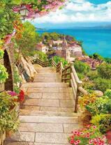 Красочный спуск со скалы в город