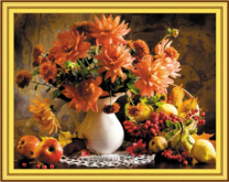 Осенние цветы и урожай фруктов