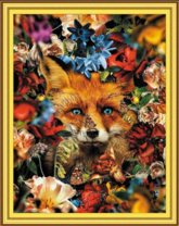 Голубоглазая лиса в цветах