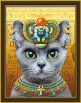 Серая кошечка в египетском наряде