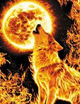 огненный волк под горящей луной