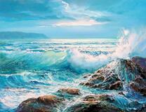 Морские волны на прибрежных скалах